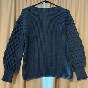 Pretty Garden Blue Textured Women's Sweater